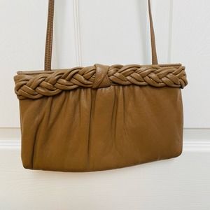 VINTAGE TAUPE VEGAN LEATHER CLUTCH PURSE